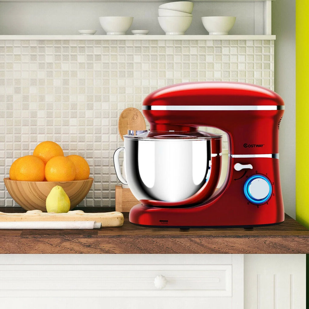 Costway 6.3 QT Tilt-Head Food Stand Mixer 6 Speed 660W wIth Dough Hook, Whisk & Beater Black