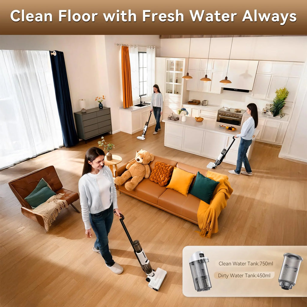 JONR ED12 Pro Max Wet Dry Vacuum Cleaner, 167��F Flashdry Self-Cleaning and 800ml Large Capacity Dirty Water Tank Smart Floor Cleaner