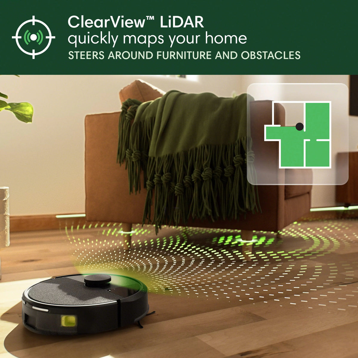 iRobot Roomba 105 Vac Robot Vacuum and Self-Charging Dock with Intense Power Lifting Suction, LiDAR�?Navigation, Multi-Surface Cleaning,