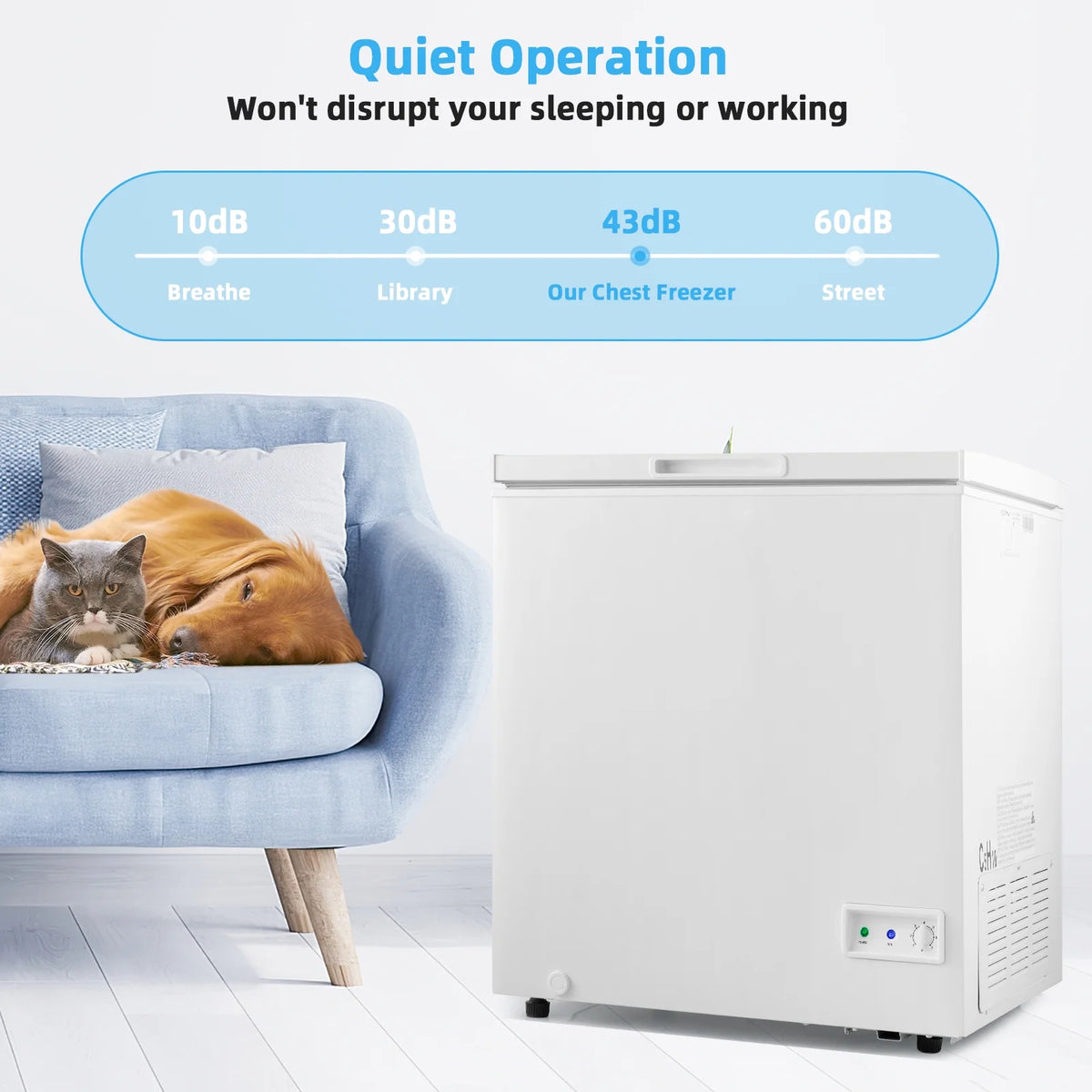 Giantex 5 Cu Ft Chest Freezer, Freestanding & Flip Top Chest Freezer w/ 7 Temperature Settings, Removable Sliding Basket Included, Compact Deep Chest Freezer