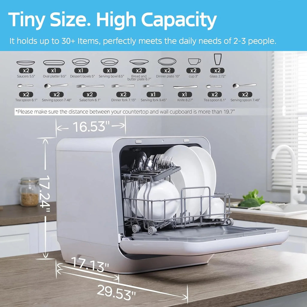 Midea Black Portable Countertop Dishwasher