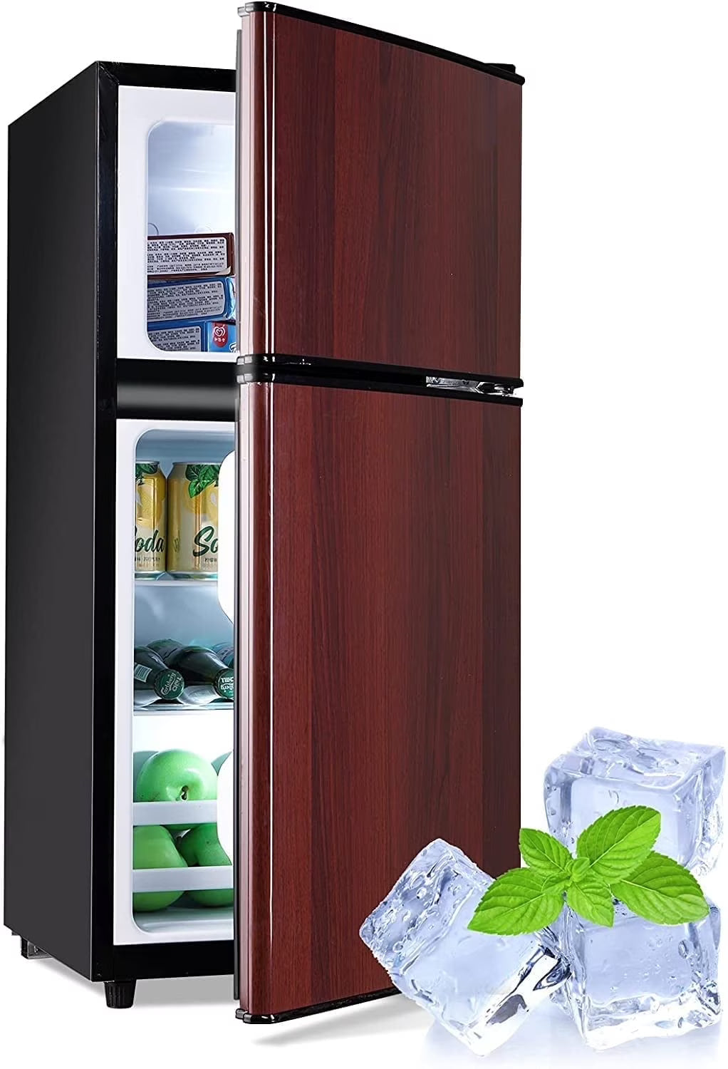 GGTB 3.0 Cu.ft Two Door Small Refrigerator with Freezer, Compact Retro Mini Refrigerator for Dorm, Office, Bar, RV, Bedroom, Red