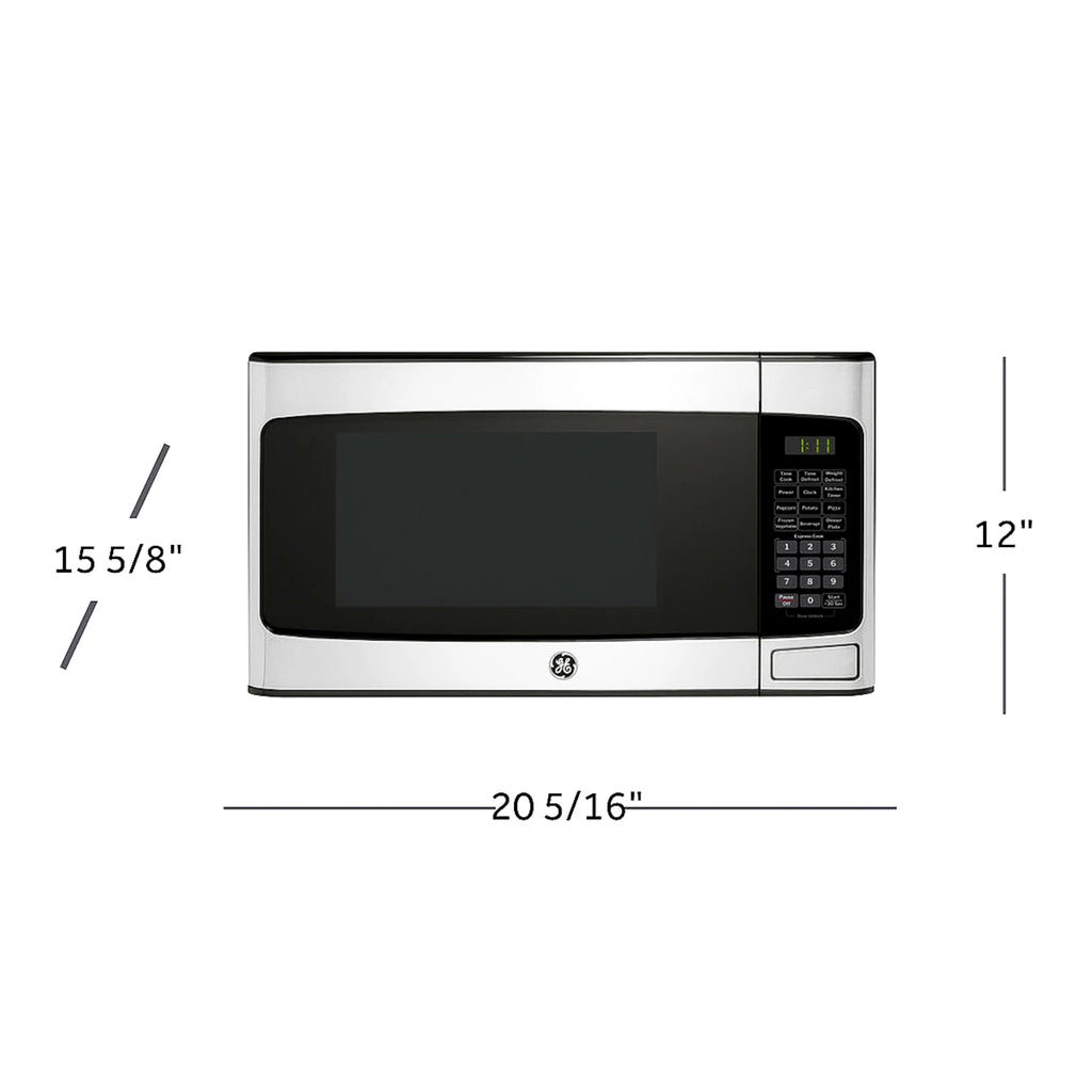 GE 1.1 Cu Ft Countertop Microwave Oven, 950W, Stainless Steel, One-Touch Cooking, Turntable, Auto Defrost, Child Lock, Model GCST11N1WSS