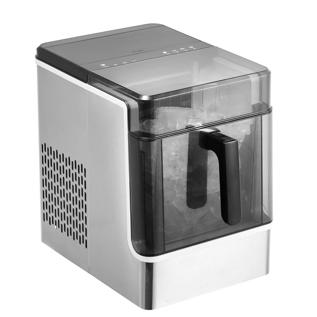 KFFKFF Tabletop Ice Cube Machine, Produces 32 Ice Cubes in 15 Minutes, 46lbs Daily Output, Self-Cleaning and Portable, Easy Ice Transfer, 3 Different Ice Cube Sizes, Ideal for Home, Kitchen, Office