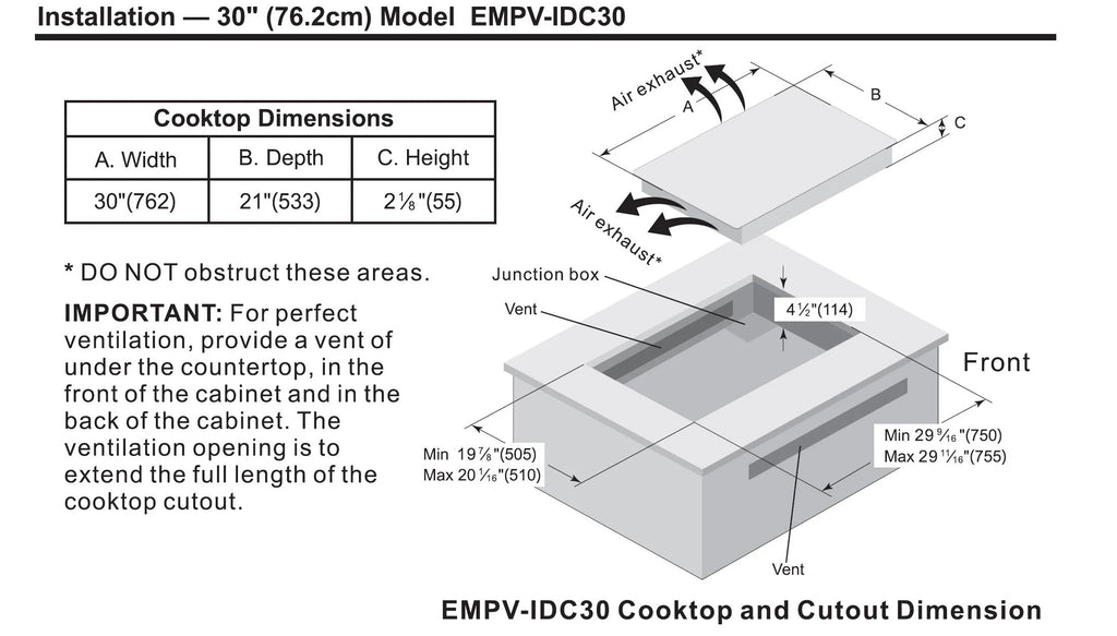 Empava 30�� EMPV-IDC30 Induction Cooktop with 4 Booster Burners on Black Vitroceramic Glass