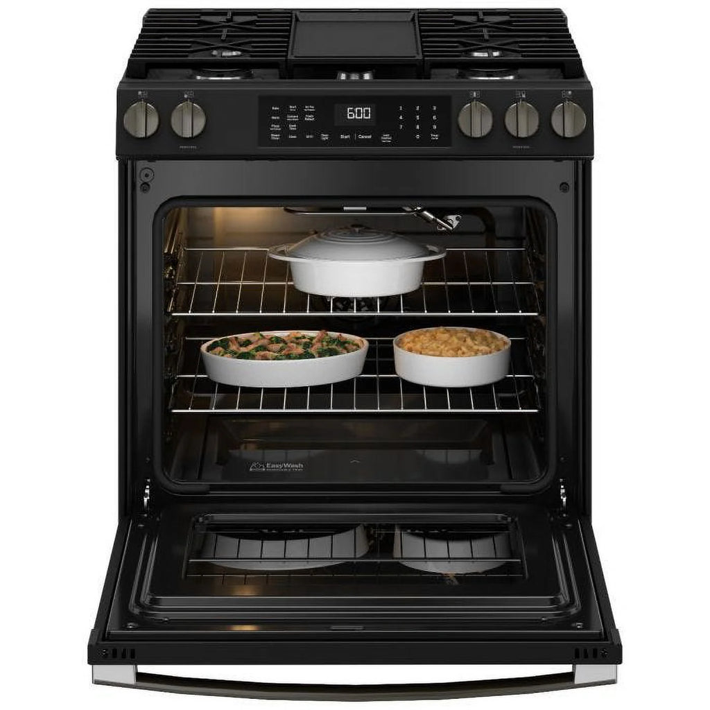 GE 30" Slide-In Front-Control Convection Gas Range with No Preheat Air Fry GGS600AVDS
