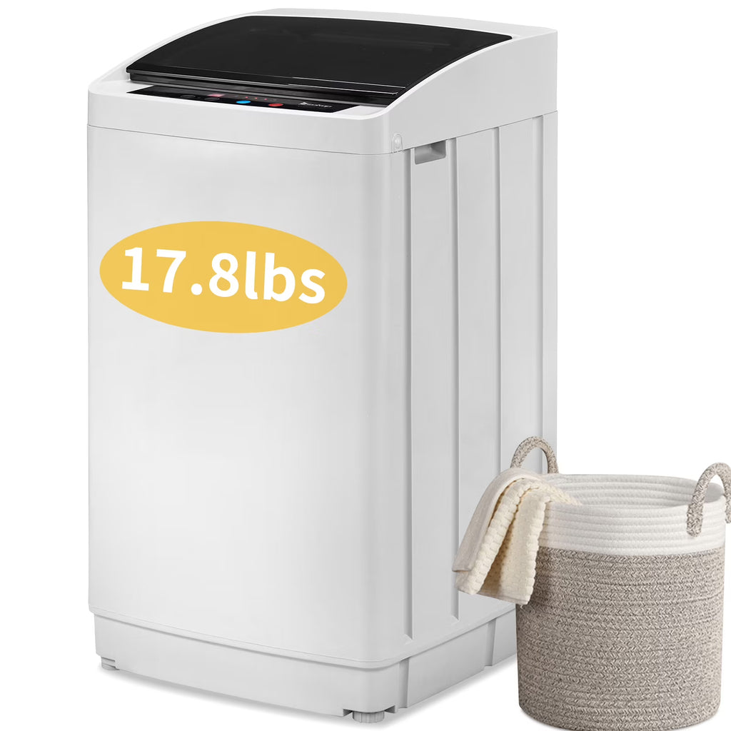 UbesGoo 15.6LBS Portable Washing Machine, Full-Automatic Electric Laundry Machine with Stainless Steel Drum,Compact Washer, Washer and Dryer Combo with Drain Pump for Apartment, Dorms, RV