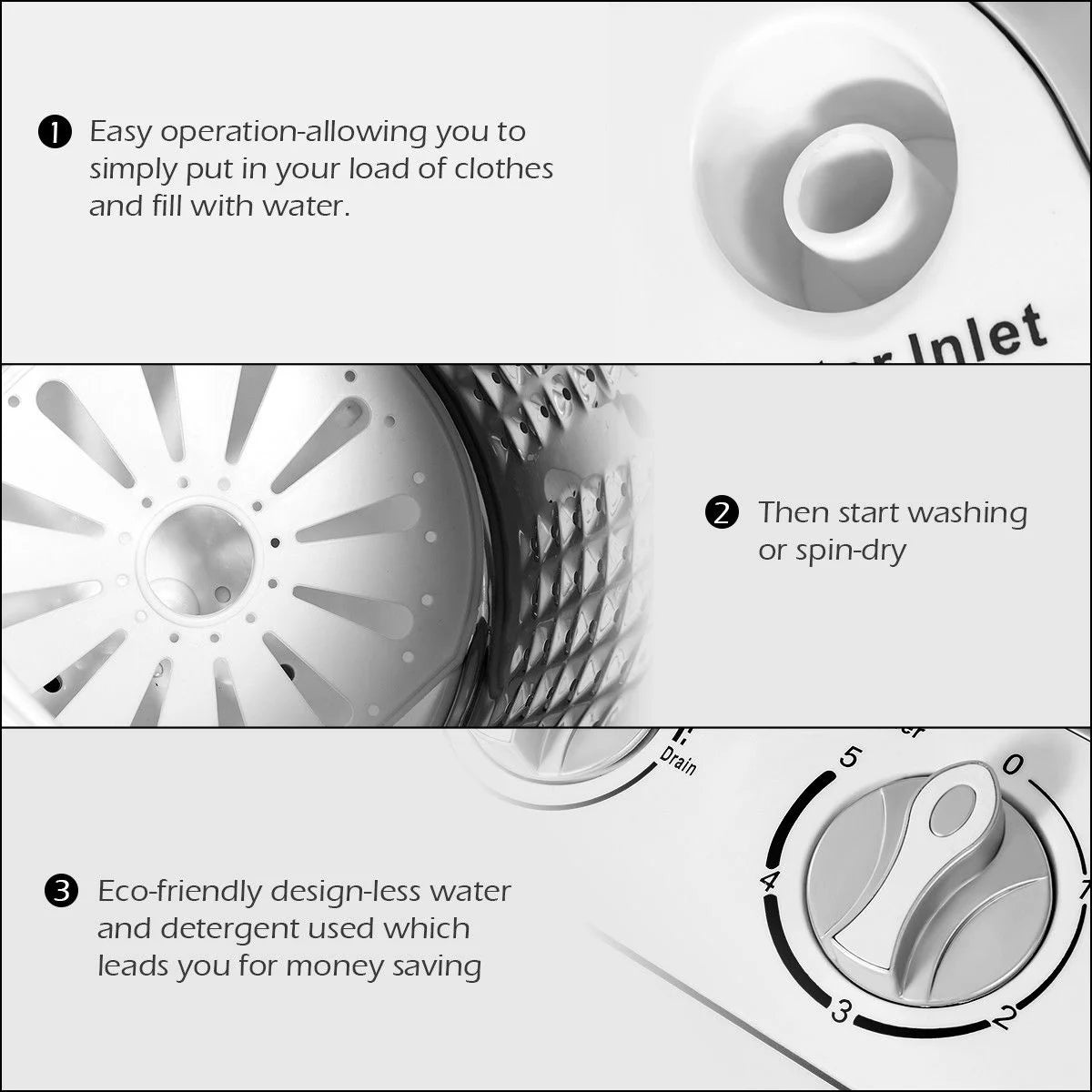 Gymax 8lbs Compact Mini Twin Tub Washing Machine Washer Spinner