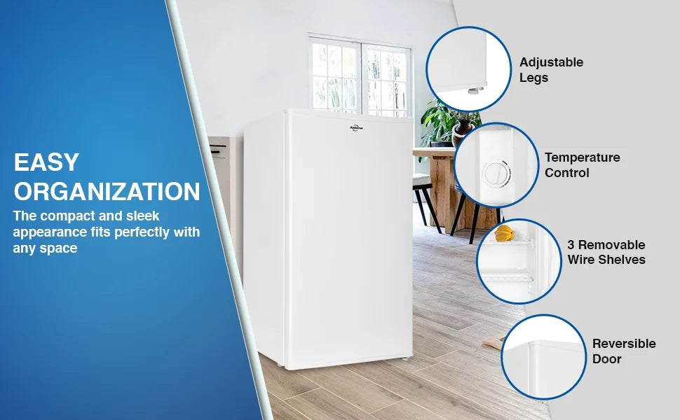Koolatron Compact Fridge with Freezer, 3.2 Cu Ft, White