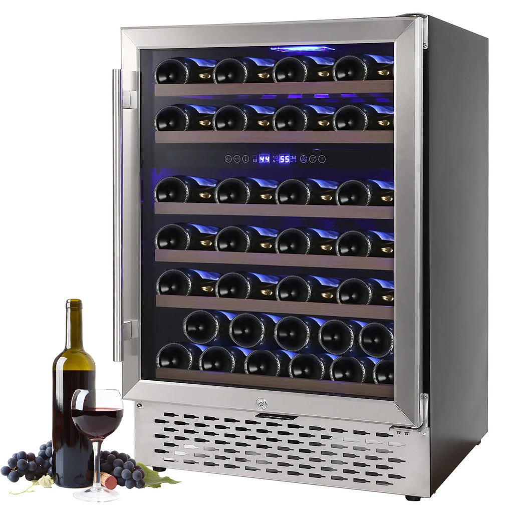 Garvee 24 Bottle Freestanding Wine Cooler Refrigerator with Glass Door for Bar, Party, Winery, Black