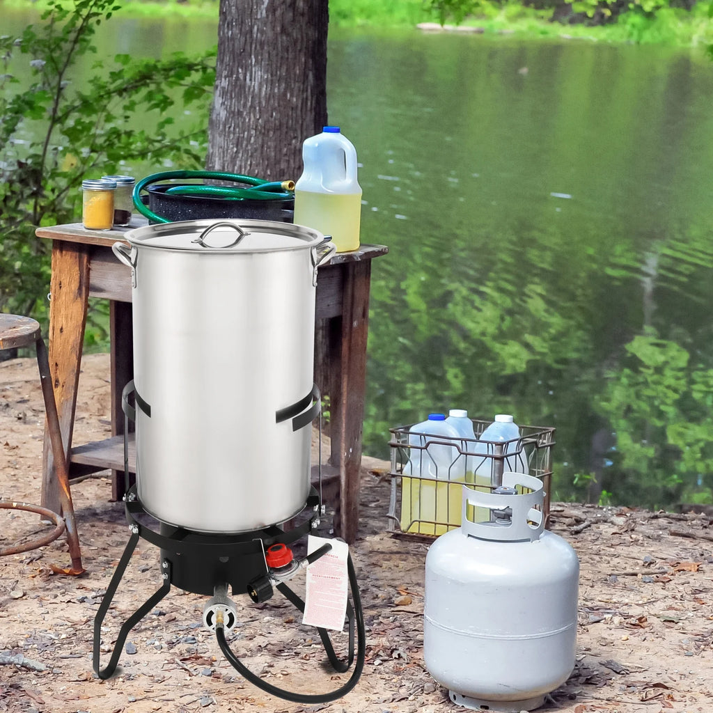 Zimtown 50qt Propane Fryer Kit Turkey Fryer Fish Fryer Outdoor Fryer Stainless Steel Propane Boil Pot Portable Deep Frying/Boiling
