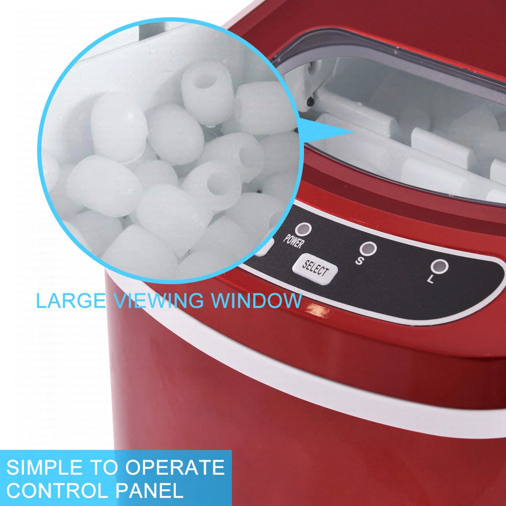 Costway Silver Portable Compact Electric Ice Maker Machine Mini Cube 26lb/Day