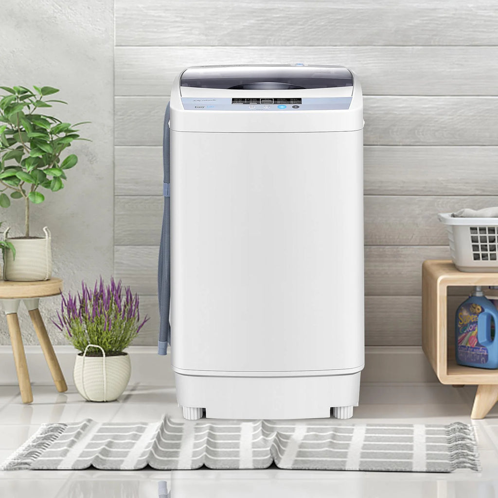 Giantex Full-Automatic Washing Machine, 1.34 Cu.ft Compact Washer w/10 Programs, 8 Water Levels & LED Panel, 9.92 Lbs Capacity Portable Cloth Washer and Spinner w/Drain Pump