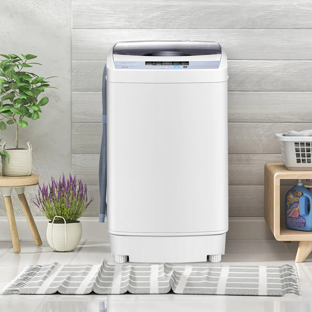 Giantex Full-Automatic Washing Machine, 1.34 Cu.ft Compact Washer w/10 Programs, 8 Water Levels & LED Panel, 9.92 Lbs Capacity Portable Cloth Washer and Spinner w/Drain Pump
