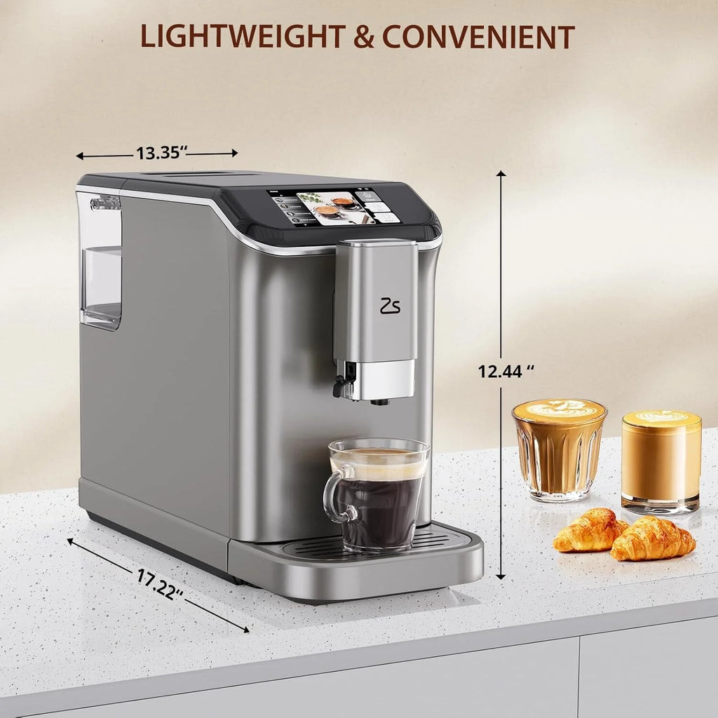 Espresso Machine,Fully Automatic Espresso Machine with Automatic Milk Frother,7 Coffee Varieties,20-Bar,Built-in Grinder,Intuitive Touch Display,1.5-L Water Tank