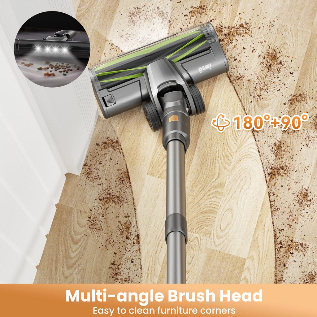 INSE Cordless Stick Vacuum Cleaner for Pet Hair Hard Floors Carpet, New S9X, 55 Mins Runtimes & 45 Kpa Powerful Suction