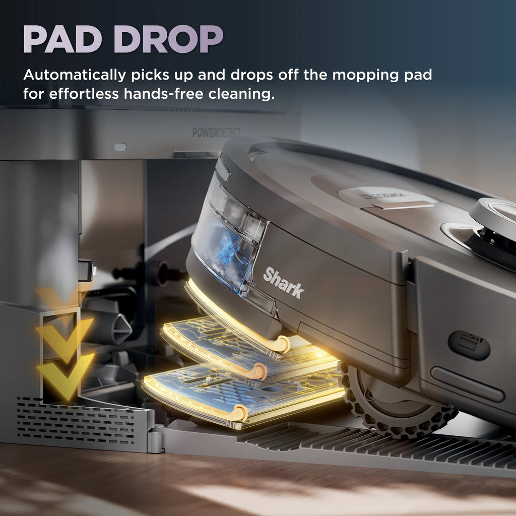 Shark PowerDetect? NeverTouch? Robot Vacuum and Mop, Self-Empty & Self-Refill, Bagless, 60-Day Debris Capacity HEPA Base, 30-Day Capacity Refill Tank, Pad Dry, RV2820YE