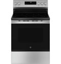 GE? 30" 5.0 Cu. ft. 240 Volts Free-Standing Electric Range with Crisp Mode in Stainless Steel