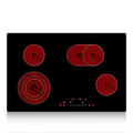 KFFKFF 7200W Electric Ceramic Cooktop, 30" 4 Burners Built-in Countertop Burners Cooker Touch Sensor Control, Overheat Protection, Child Lock, 220-240V (NO Plug)