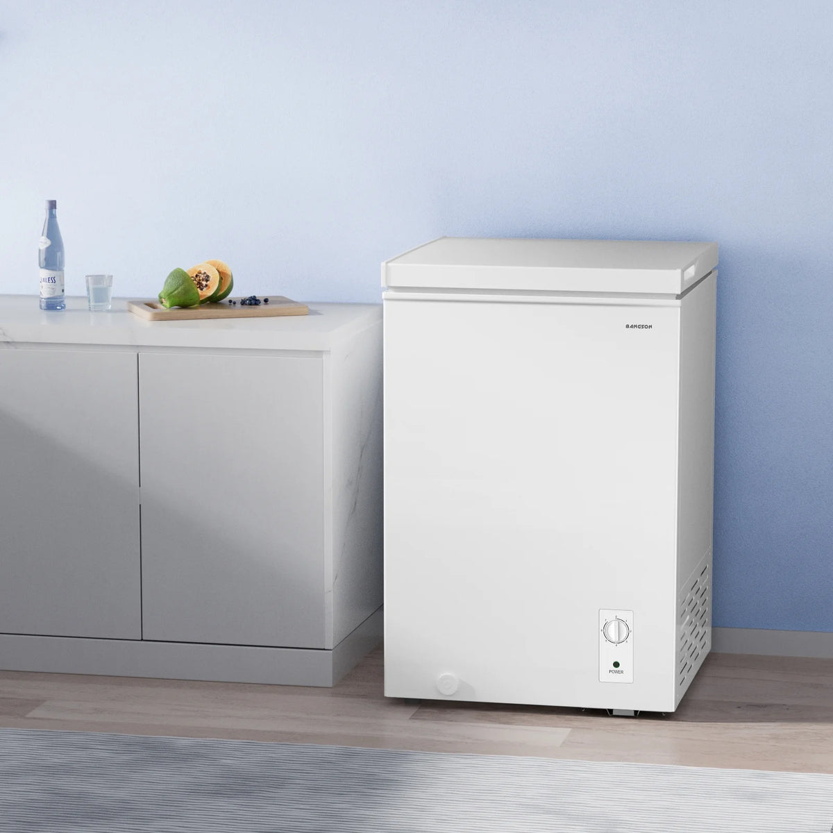 BANGSON 3.5 Cubic Feet Chest Freezer,Deep Freezer With Removable Basket,Adjustable Temperature for Home/Dorms/Apartment/Office