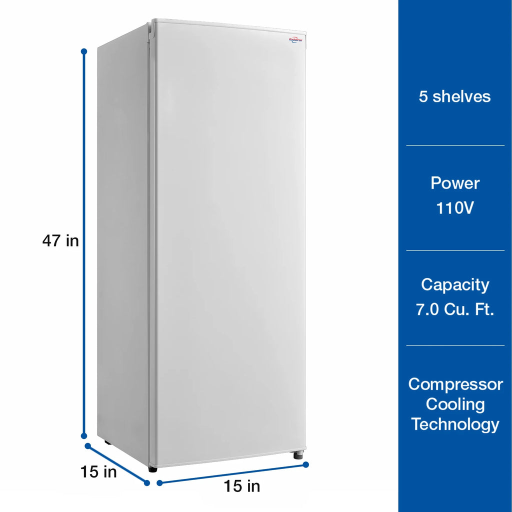 Koolatron Garage-Ready Upright Freezer 7.0 cu ft (198L) White Low Frost