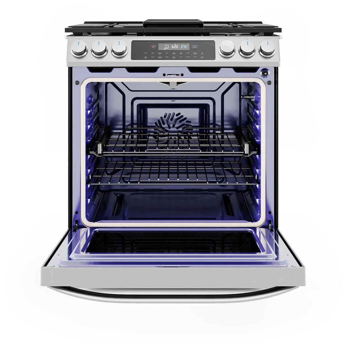 Midea 30-In Slide-In Gas Range with Wi-Fi Connectivity and Fan Convection, Stainless Steel, MGS30S2AST