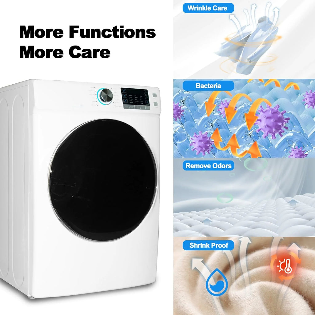 SMAD 8 Cu ft Electric Front Load Dryer, 27 in.W Large Capacity Steam Function Wrinkle Care Stackable