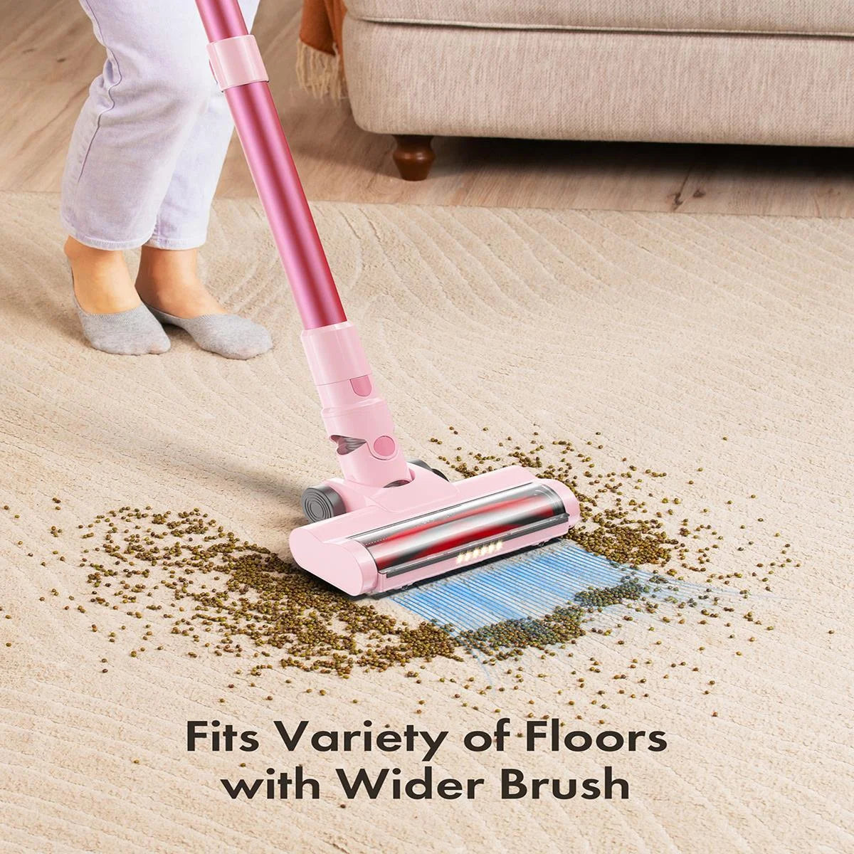 Homeika Cordless Vacuum Cleaner, 300W 23KPa Powerful Suction Vacuum with LED Display, 3 Suction, 48mins Runtime, Lightweight Stick Cleaner with Sofa Brush for Hard Floor/Carpet/Pet Hair/Car, Black
