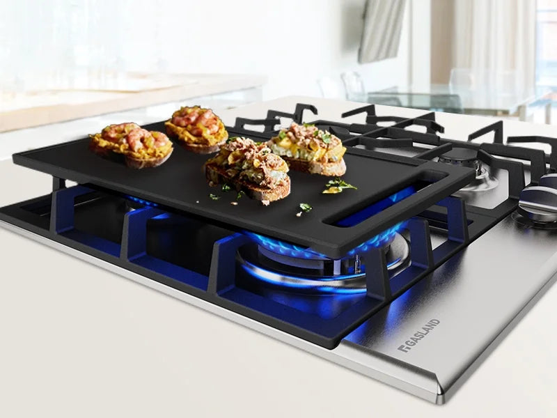 GASLAND GH60EF 24" Built-in Gas Stove Top, Black Ename Gas Cooktop with Griddle, 4 Sealed Burners, ETL