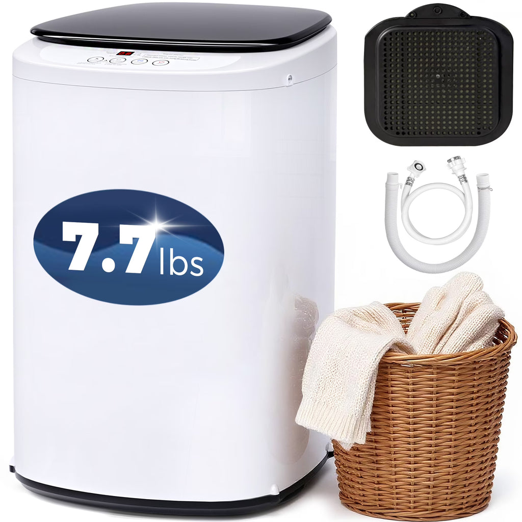 Advwin 1.07 Cu.ft Portable Washing Machine, 7.7 lbs Automatic Compact Washer & Spin Dryer Combo with Drain Pump, 8 Programs, Small Laundry Machine for Apartment, Dorm, RV, White
