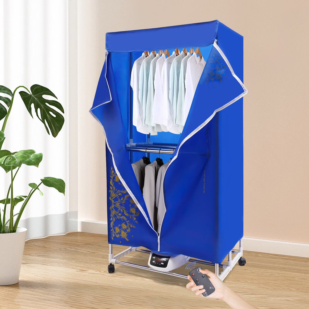 Electric Portable Clothes Dryer Travel Dryer Machine Clothes Dryer for Apartment 110v 0-240 min 1200-1500W Load Weight 30kg/66.14lbs Safety Temperature Control