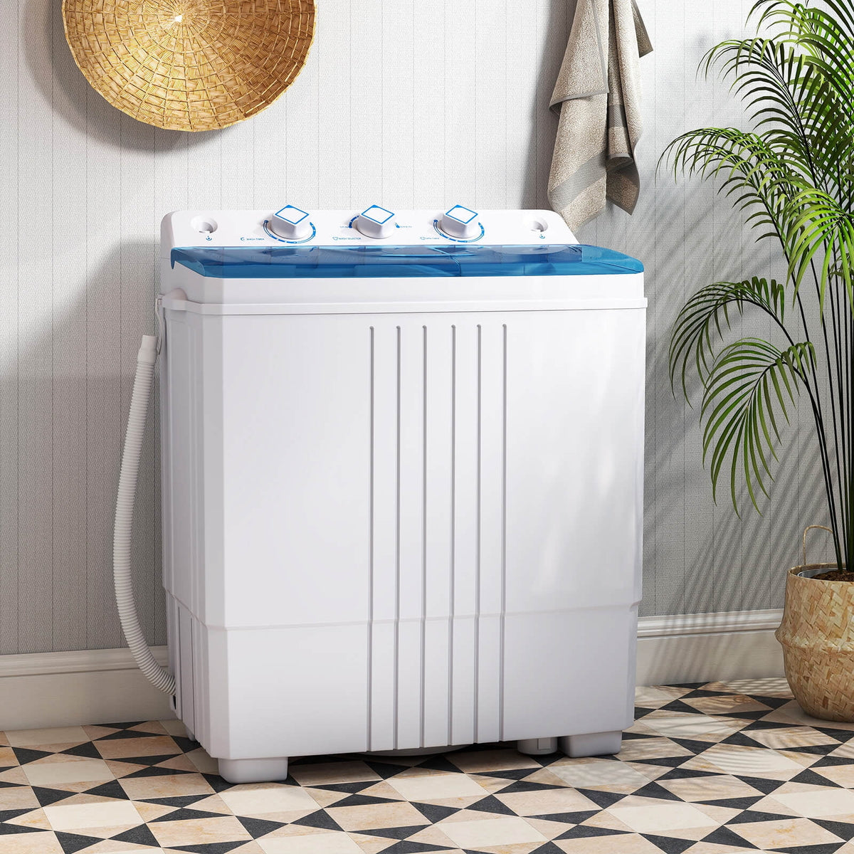 Costway Twin Tub 20Lbs Top Load Washing Machine with Gravity Drain