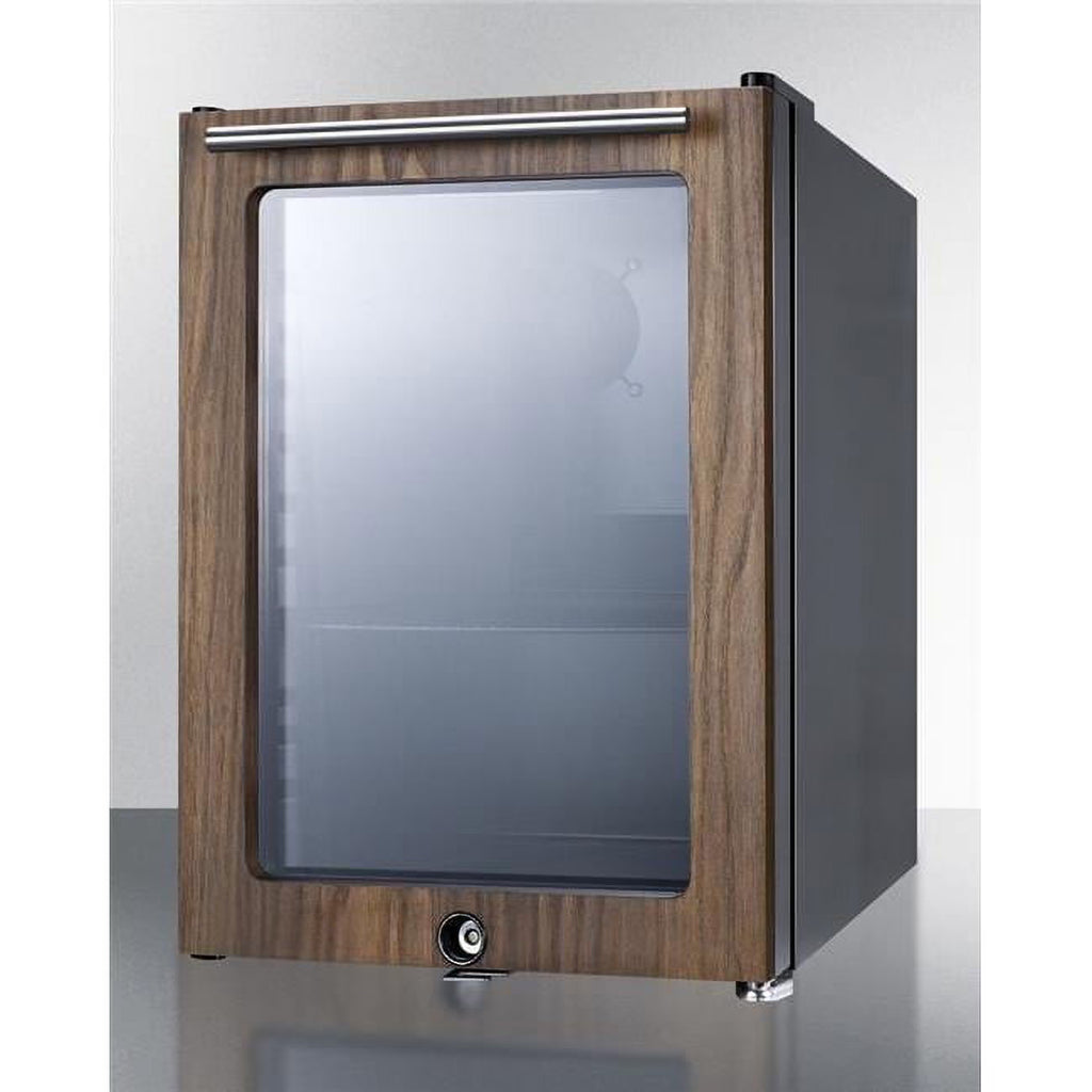 Summit Appliance SCR114LWP1 Compact Beverage Center with Wooden Glass Door Trim