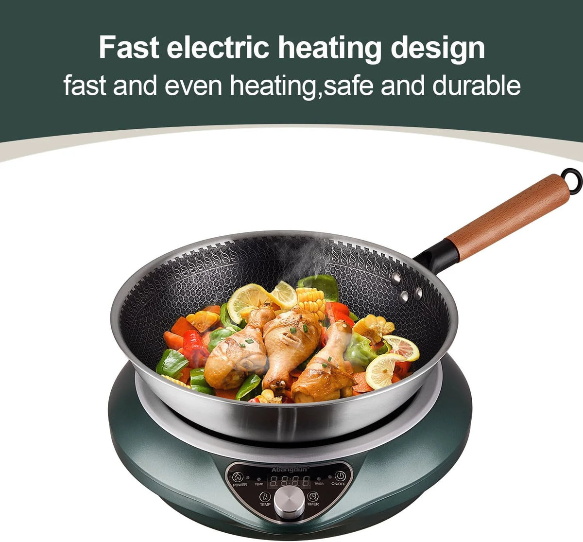 Induction Cooktop 1700W 85V~120V Wok Pan (included) Portable Electric Stove 18 Hours Timer 16 Level Temp&Power Ctrl Cookware Appliances Skillet Plates