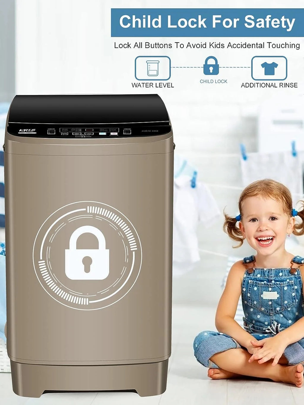 17.7 lbs Full Automatic Washing Machine with LED Display Compact Washing Machine with Drain Dump, 10 Wash Programs and 8 Water Levels Ideal for Dorms, Apartments, Grey