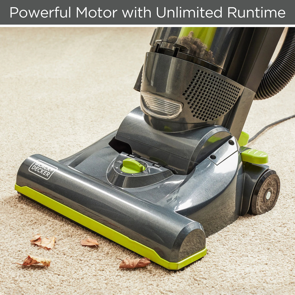 Black and Decker BDURV309 Upright Corded Bagless Vacuum Cleaner, Gray/Green
