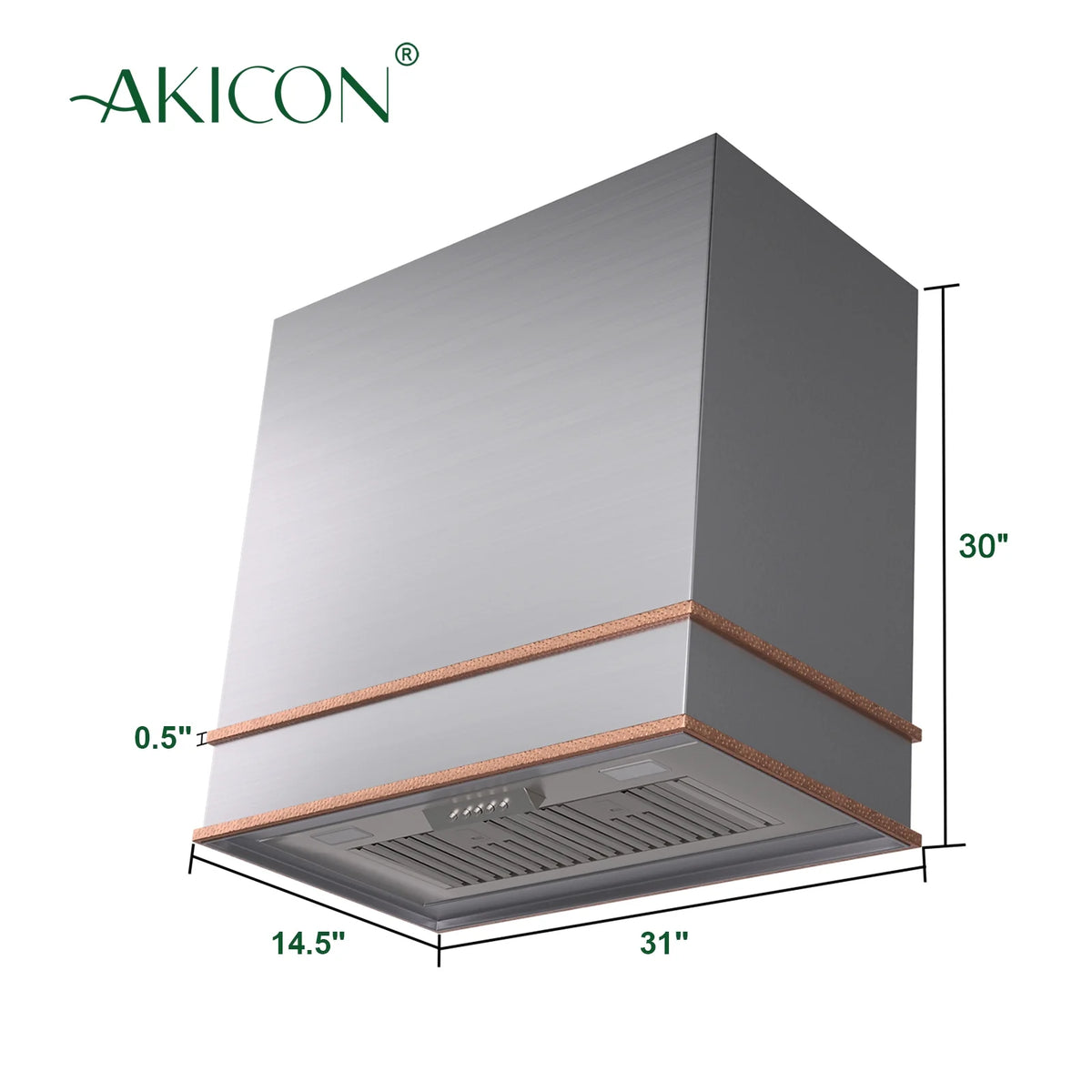 Akicon Range Hood 30 Inch, 600 CFM Ducted Vent Hood, Stainless Steel Box Kitchen Hood with 2 LED Lights, Removable Baffle Filters, Stove Hood Vent for Kitchen, 3 Speeds, Wall Mounted (AK-HS30HB-JBC)