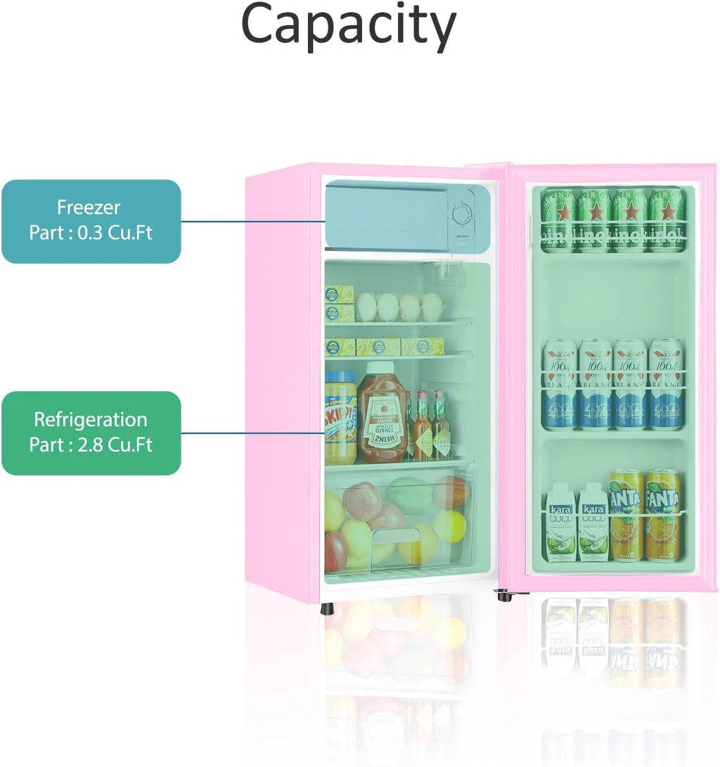 HUMSURE 3.1 Cu.ft Mini Fridge with Freezer, Single Door Compact Refrigerator for Dorm, Office