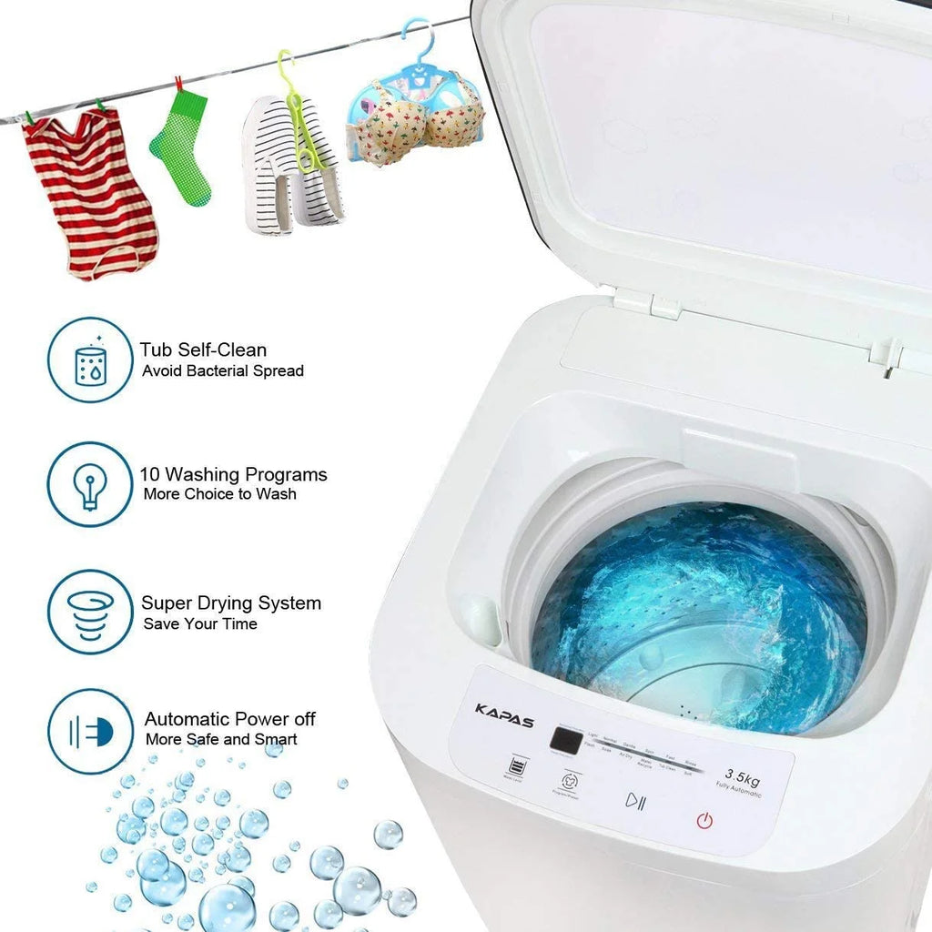 KAPAS KPS35-735H2 8 lbs Top Load Washing Machine with Built-in Pump and Long Drain Hose