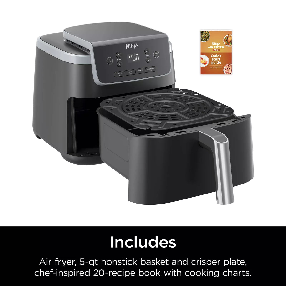 Ninja0 - Air Fryer Pro 4-in-1 with 5 QT Capacity - Gray