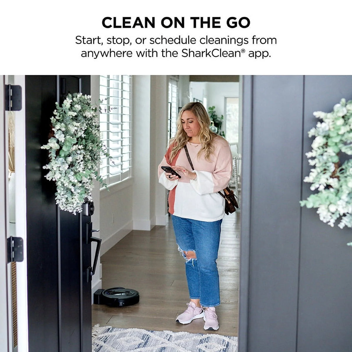 Shark EZ Robot Vacuum with Self-Empty Base, Row-by-Row Cleaning, Powerful Suction, Perfect for Pet Hair, Wi-Fi, Carpets & Hard Floors, RV910S