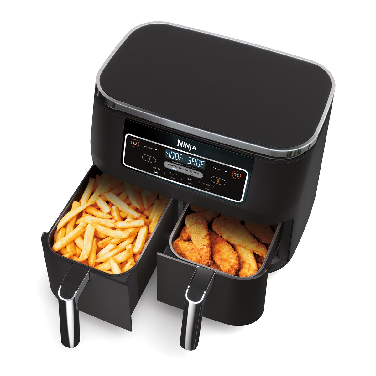 Restored Ninja DZ100 Foodi? 4in1, 8Qt., 2Basket Air Fryer with Dualzone? Technology (Black) (Refurbished)
