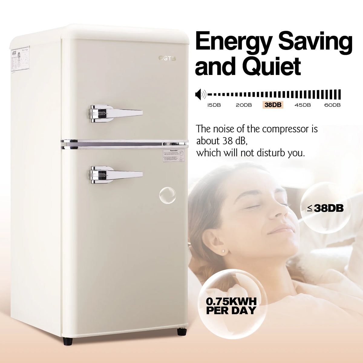 GGTB 3.0 Cu.Ft Two Door Small Refrigerator with Freezer, Compact Retro Small Refrigerator for Dorm, Office, Bar, RV, Bedroom, Blue