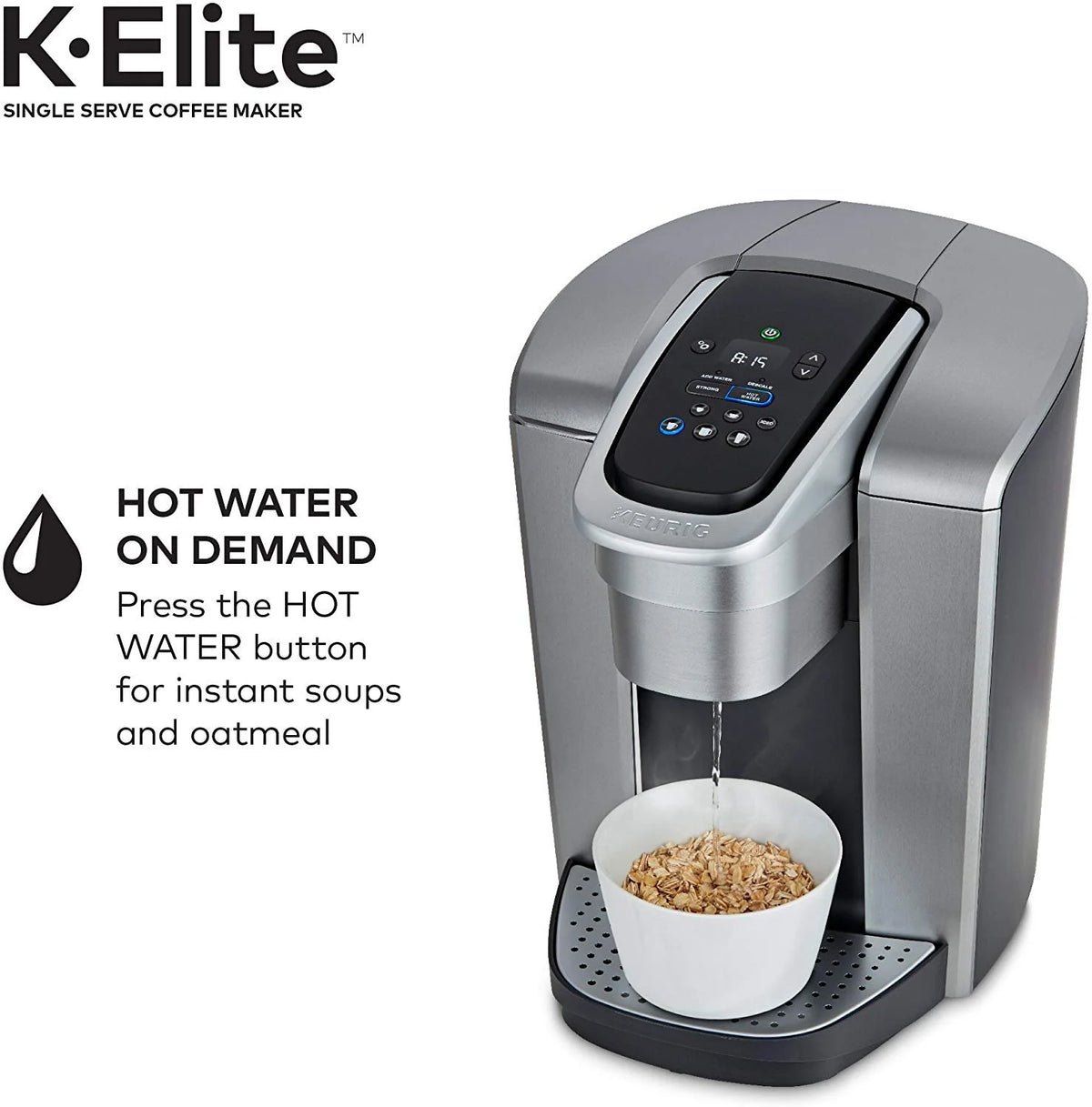 Keurig K-Elite Coffee Maker, Single Serve K-Cup Pod Coffee Brewer, With Iced Coffee Capability, Brushed Silver