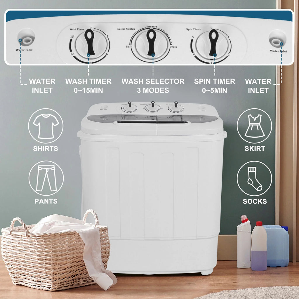 Twin Tub Washing Machine Fast Dryer & Efficient Spin Washer for Small Room