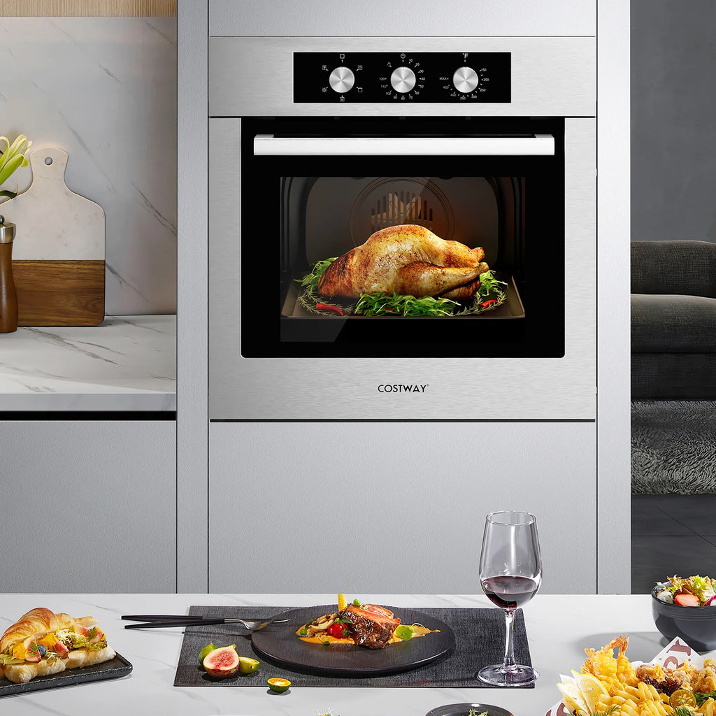 Costway 24'' Single Wall Oven 2.47Cu.ft Built-in Electric Oven 2300W w/ 5 Cooking Modes