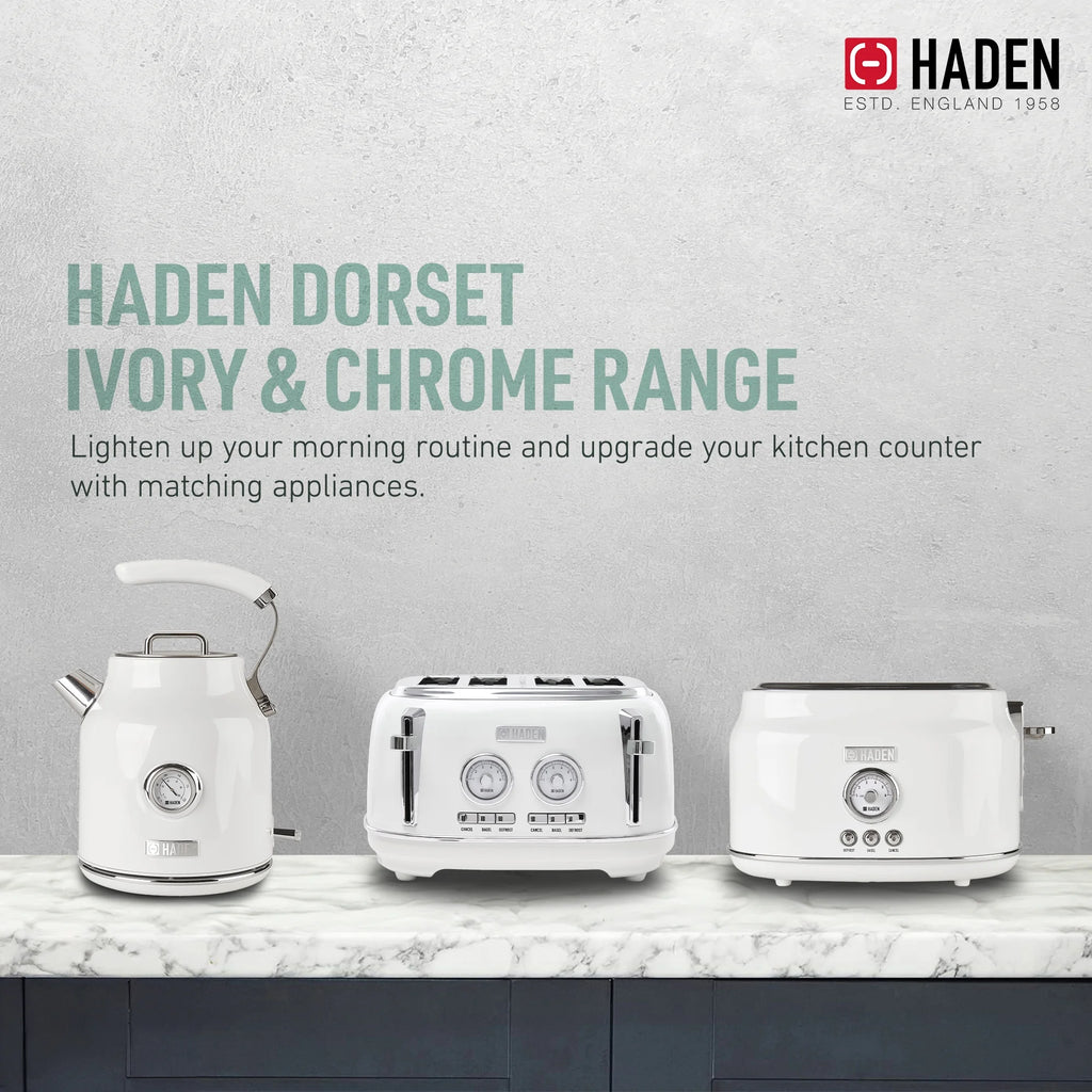 Haden Dorset 2 Slice Wide Slot Stainless Steel Toaster, Cedar Green/Chrome