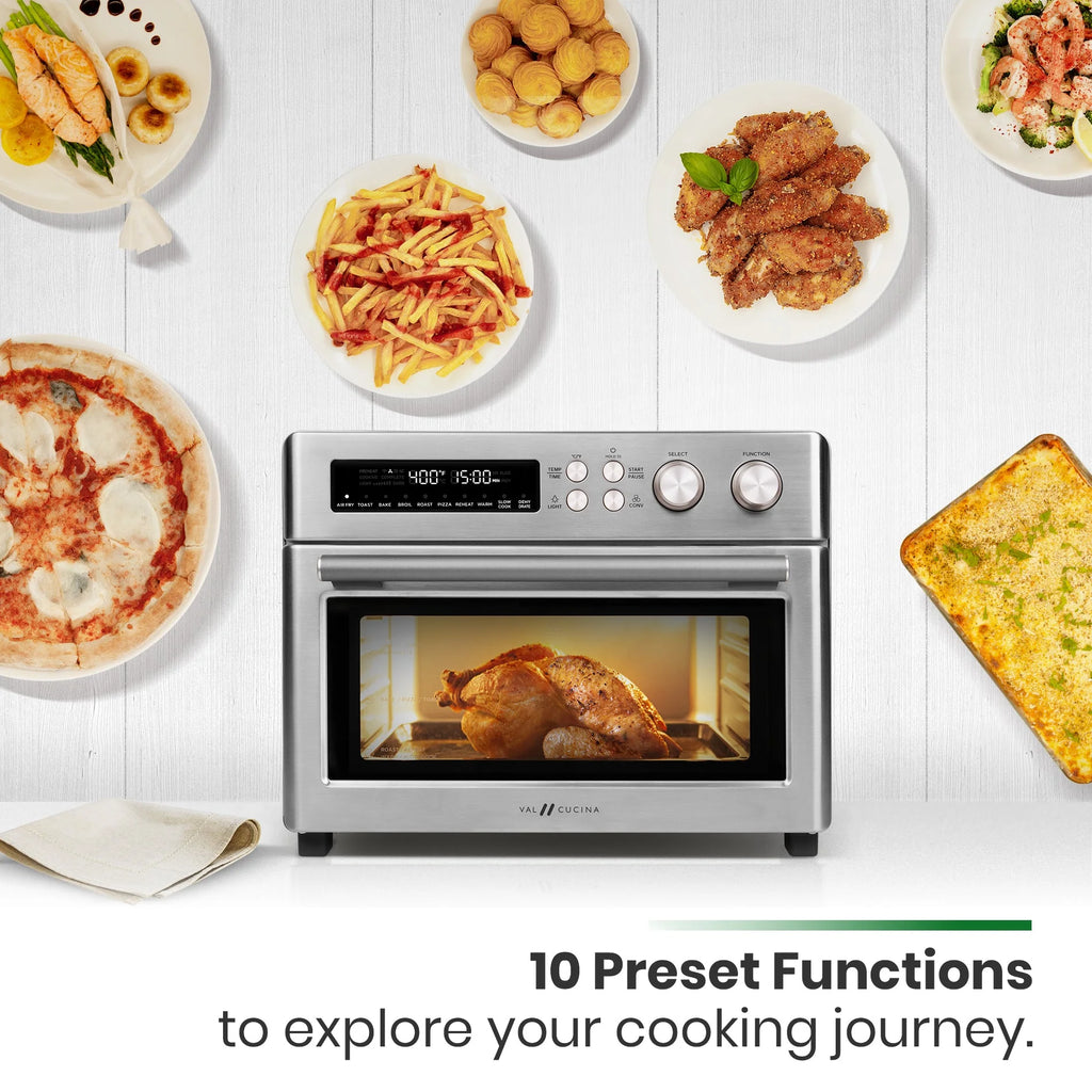 VAL CUCINA 10-IN-1 AIR FRYER TOASTER OVEN -  BRUSHED STAINLESS STEEL