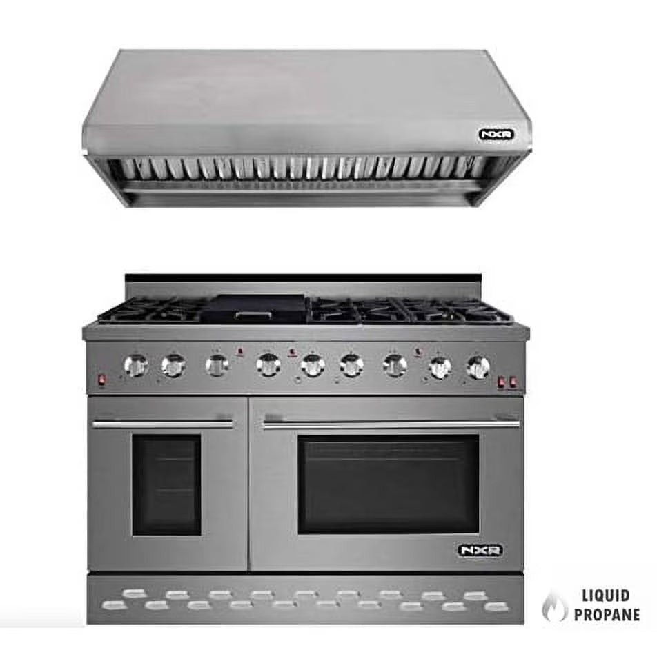 NXR 48" Stainless Steel Propane Gas Range with 7.2 cu. ft. Convection Oven & Under Cabinet Hood Bundle SC4811LP RH4801