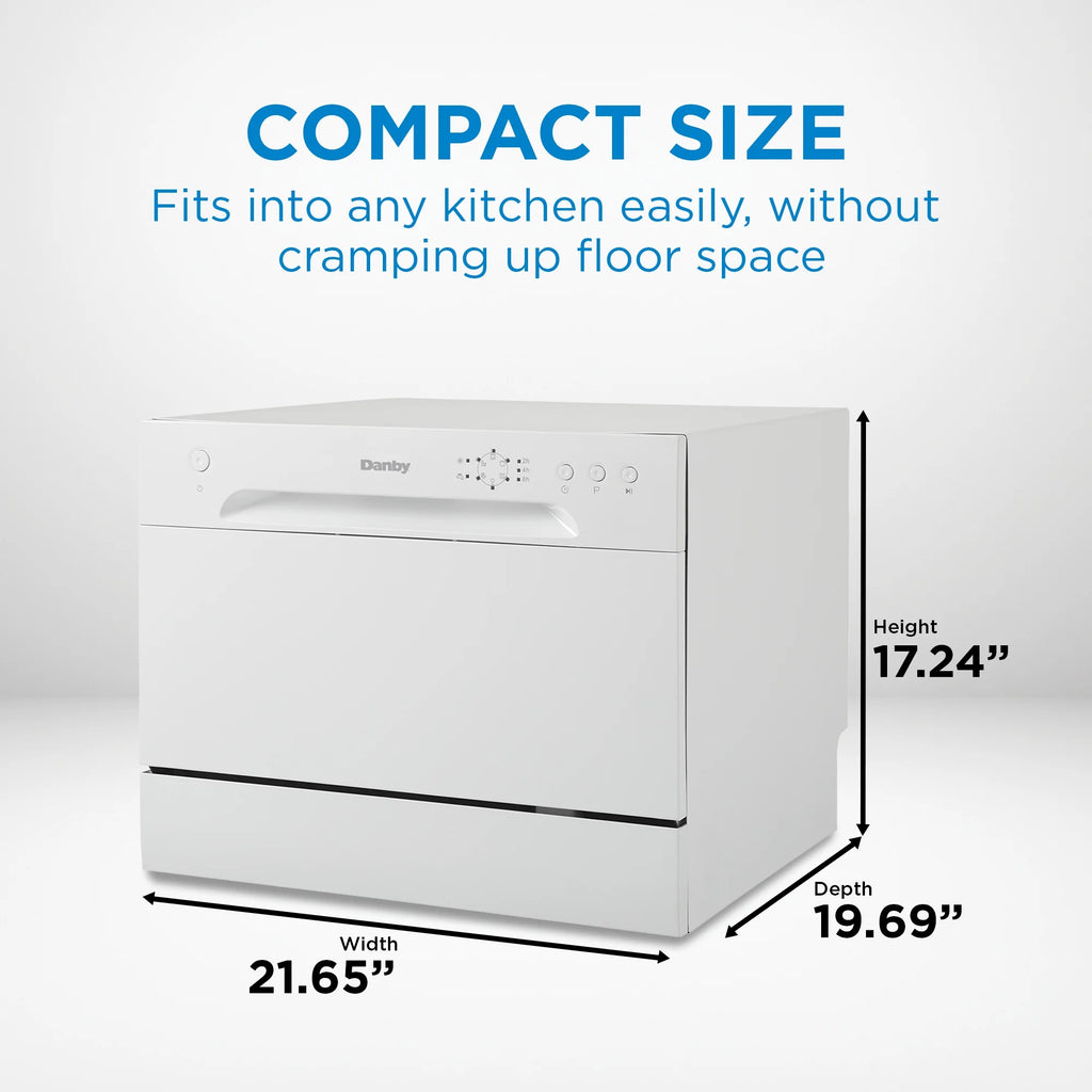 Danby 6 Place Setting Countertop Dishwasher in White (DDW621WDB)